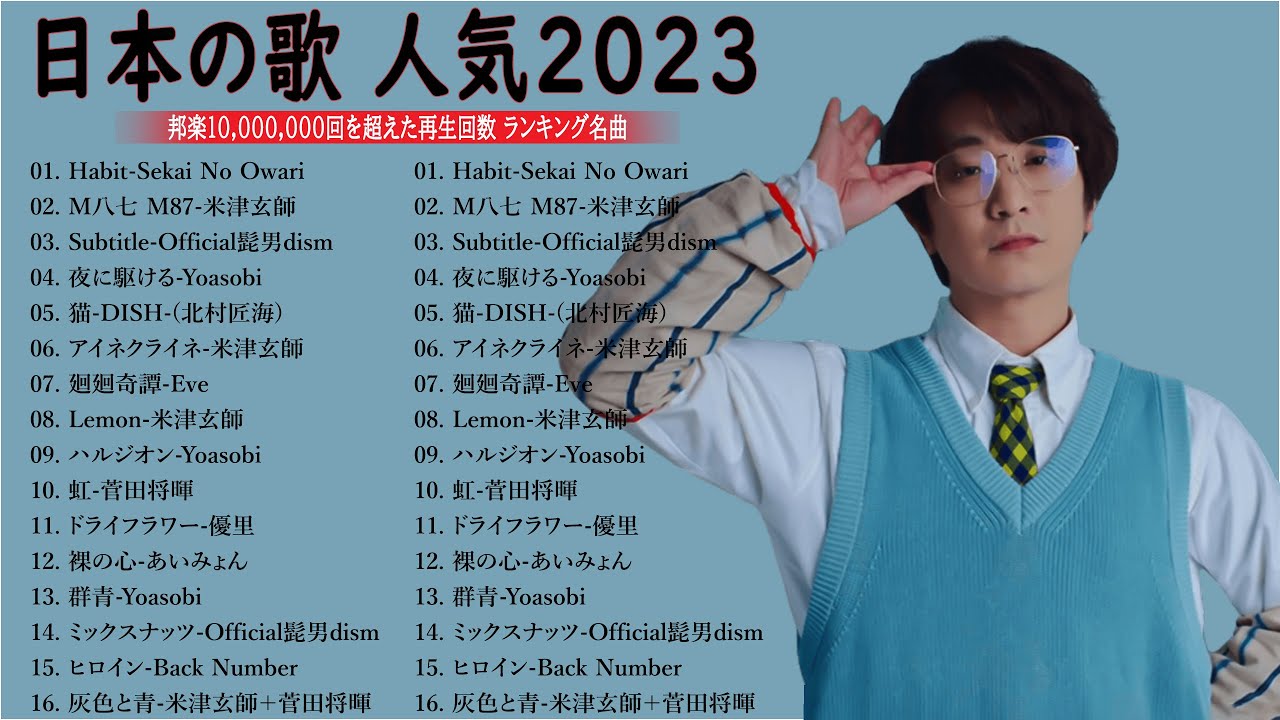 【広告なし】有名曲J-POPメドレー『2023最新版』日本最高の歌メドレー 🌸YOASOBI、菅田将暉 、優里、Official髭男dism、LiSA×Uru、Aimer🌸Live.02