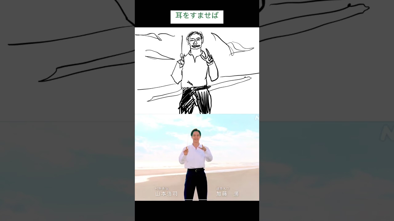 朝ドラ　[エール] オープニング(前半)を描いてみた