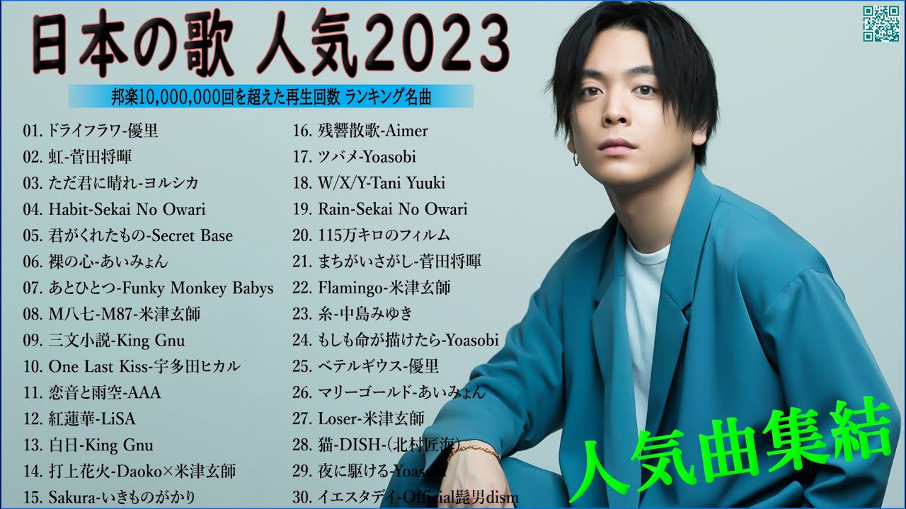 【2023年最新版】最近流行りの曲50選！10代が今一番聞いて🌸邦楽 ランキング 最新 2023 - 音楽 ランキング 最新 2023🎧Yoasobi、米津玄師、 あいみょん、優里 、菅田将暉 #01