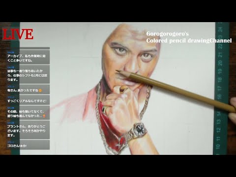 色鉛筆画作業配信　ブルーノ・マーズ#4