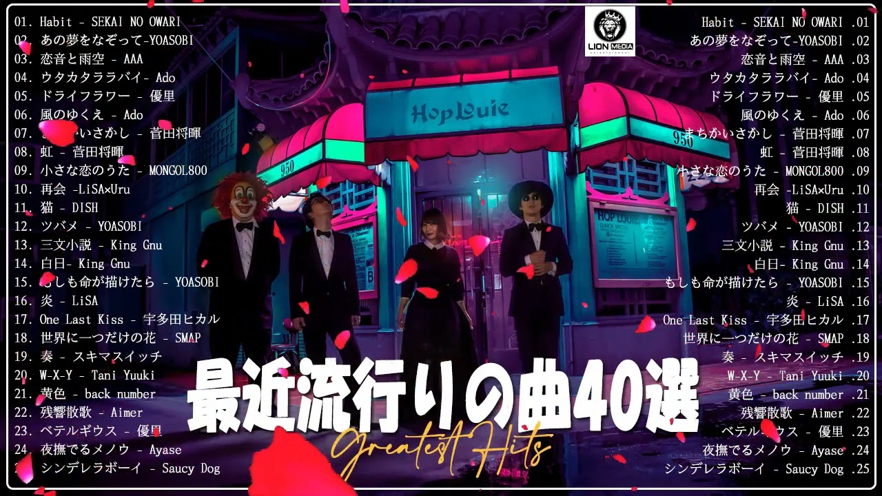 【広告なし】有名曲J-POPメドレー『2023最新版』日本最高の歌メドレー 🎇J-POP 最新ランキング 2023 🎇優里 、菅田将暉 、YOASOBI - HitsMusic #15022023