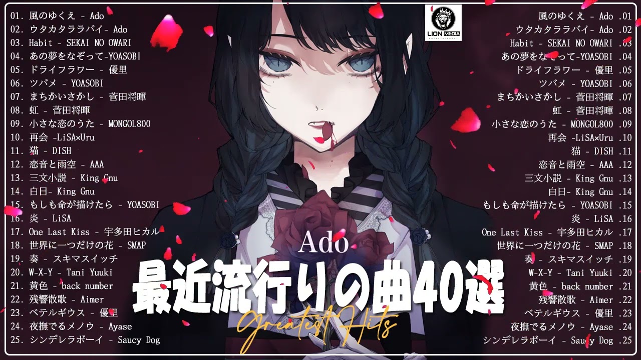 【広告なし】有名曲J-POPメドレー『2023最新版』日本最高の歌メドレー 🌸Ado、King Gnu、 YOASOBI、菅田将暉 、優里、LiSA×Uru、Aimer - Hits Music