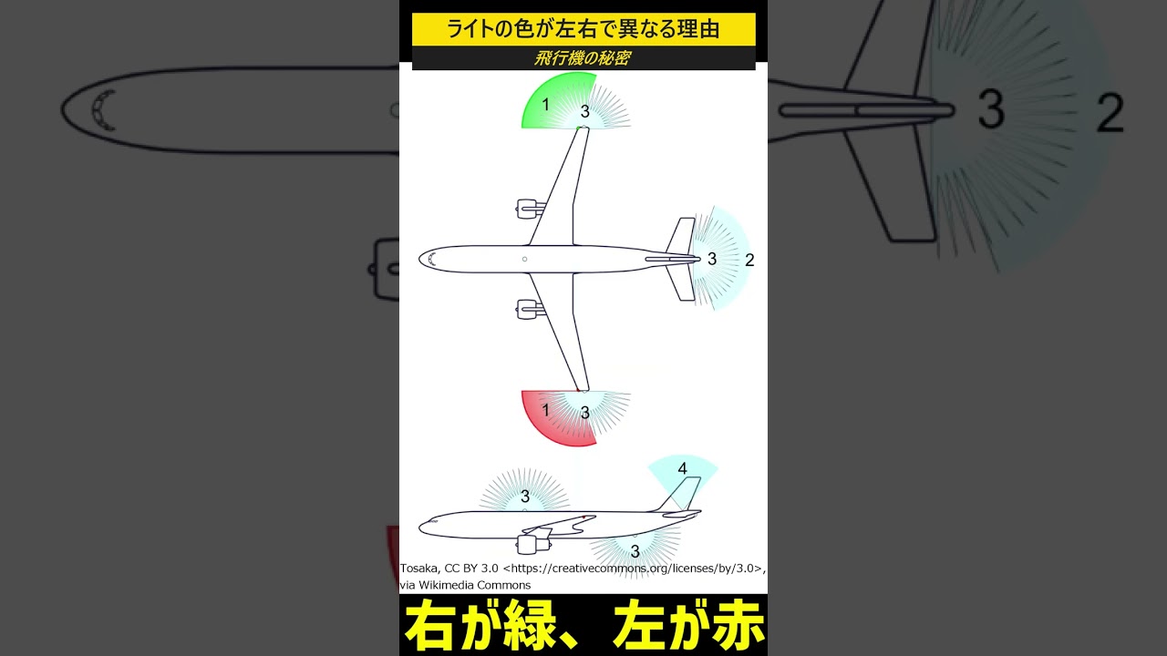 飛行機のライトの色が左右で異なる理由 #shorts