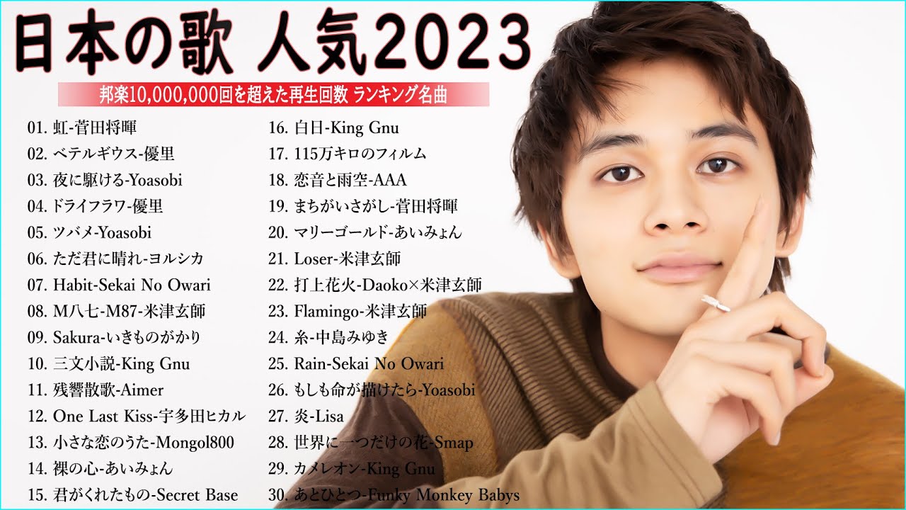 【広告なし】有名曲J-POPメドレー『2023最新版』日本最高の歌メドレー 🌸2023年 ヒット曲 ランキング - 菅田将暉 、優里、YOASOBI、Official髭男dism、Aimer P.13
