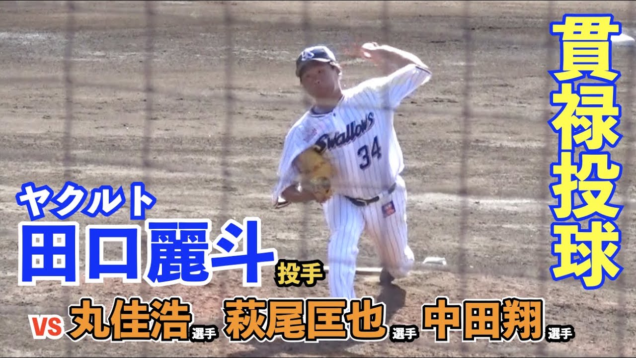 ヤクルト田口麗斗投手、古巣相手に貫禄投球！早くも来年の去就が注目される田口投手が巨人中田選手、丸選手、萩尾選手らとの対決！読売ジャイアンツ 春季キャンプ オープン戦