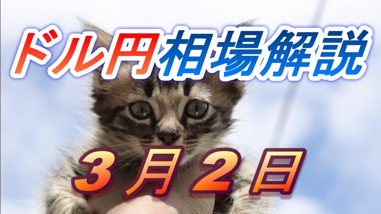 【TAKA FX】ドル円為替相場の前日の動きをチャートから解説。日経平均、NYダウ、金チャートも。3月2日