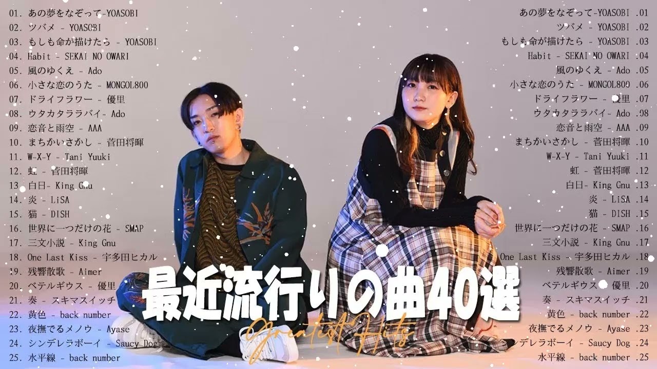 【広告なし】有名曲J POPメドレー『2022最新版』日本最高の歌メドレー 📚J POP 最新ランキング 2023 🍁優里 、菅田将暉 、YOASOBI