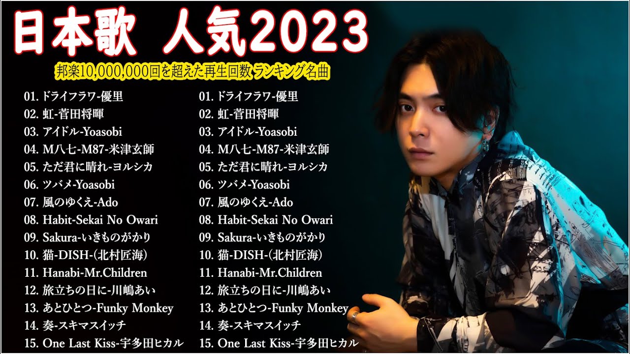 【広告なし】有名曲J-POPメドレー『2023最新版』日本最高の歌メドレー 🌸2023年 ヒット曲 ランキング - 菅田将暉 、優里、YOASOBI、Official髭男dism、Aimer