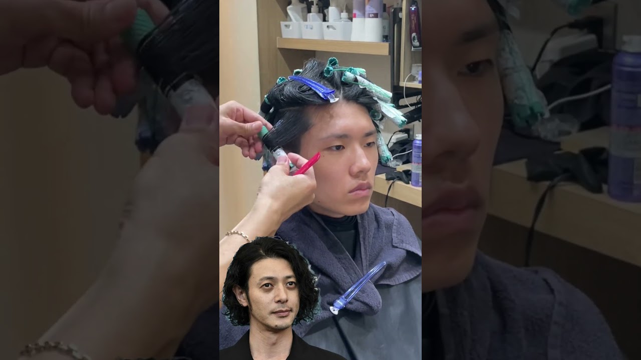【#shorts】オダギリジョー風の強めミディアムパーマヘアにイメチェン✂︎