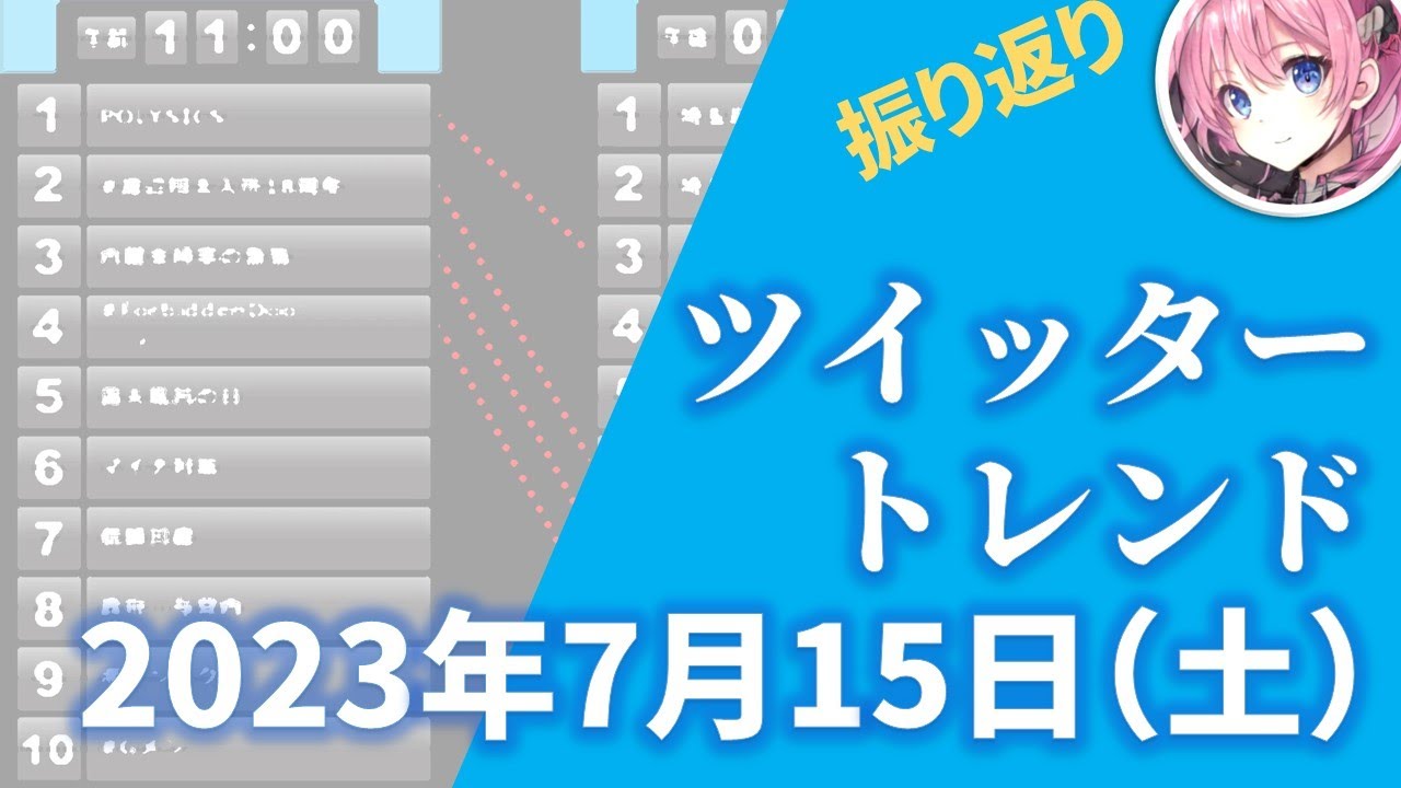 2023/07/15 ツイッタートレンド振り返り【6分動画】