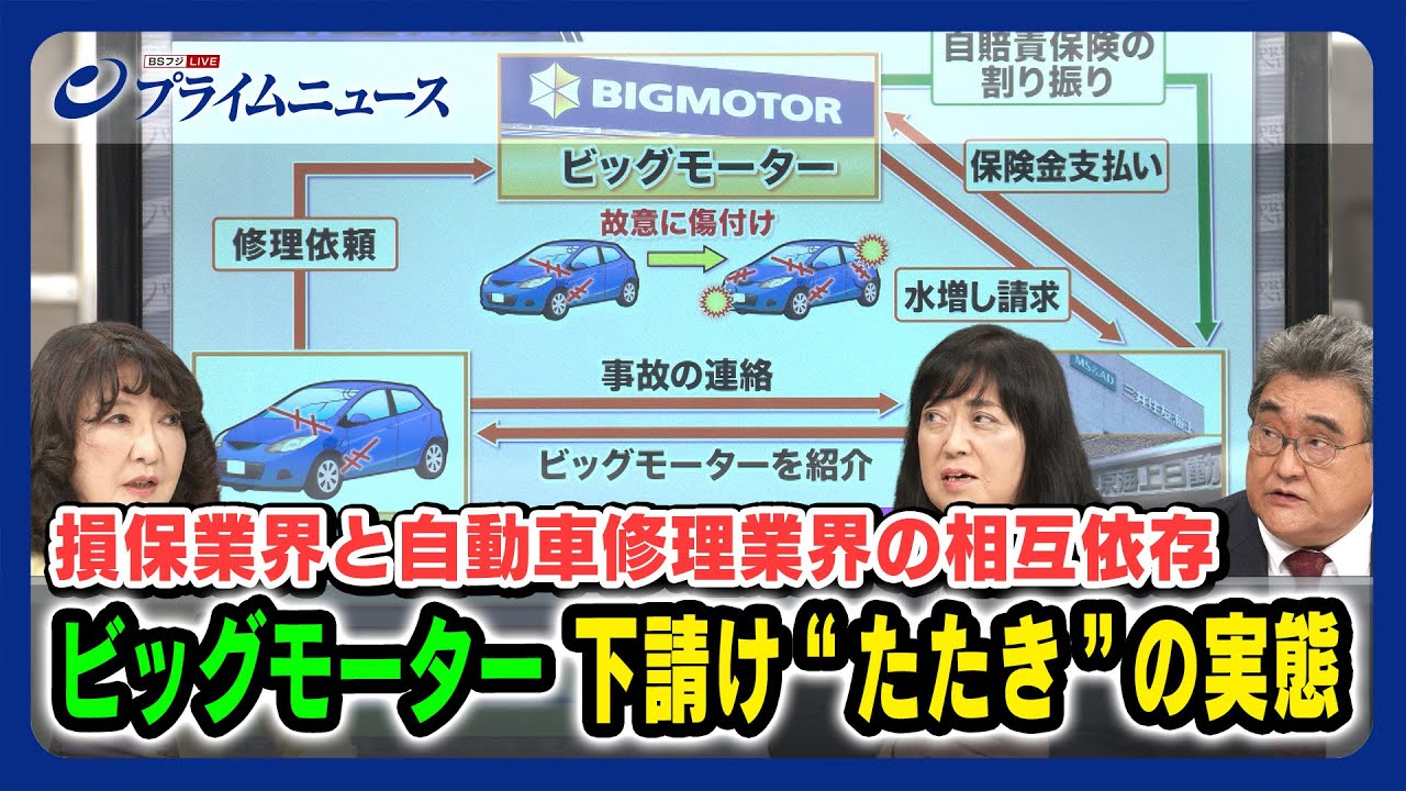 【ビッグモーターの闇】損保業界と自動車修理業界の相互依存 下請け「たたき」の実態 片山さつき×町田徹×加藤久美子＜後編＞2023/8/2放送
