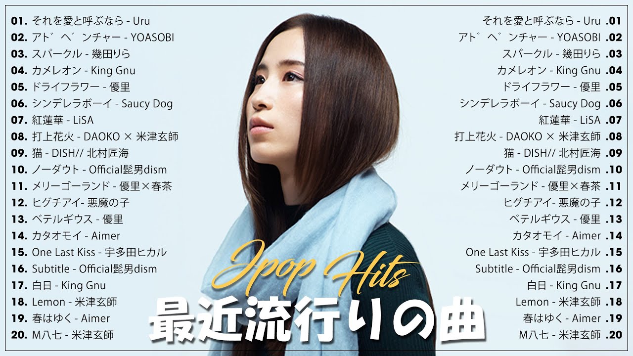 【広告なし】有名曲J-POPメドレー🎶 邦楽 ランキング 2023 🎶 日本最高の歌メドレー 🎶 YOASOBI, King Gnu, Official髭男dism, 米津玄師, スピッツ, Ado
