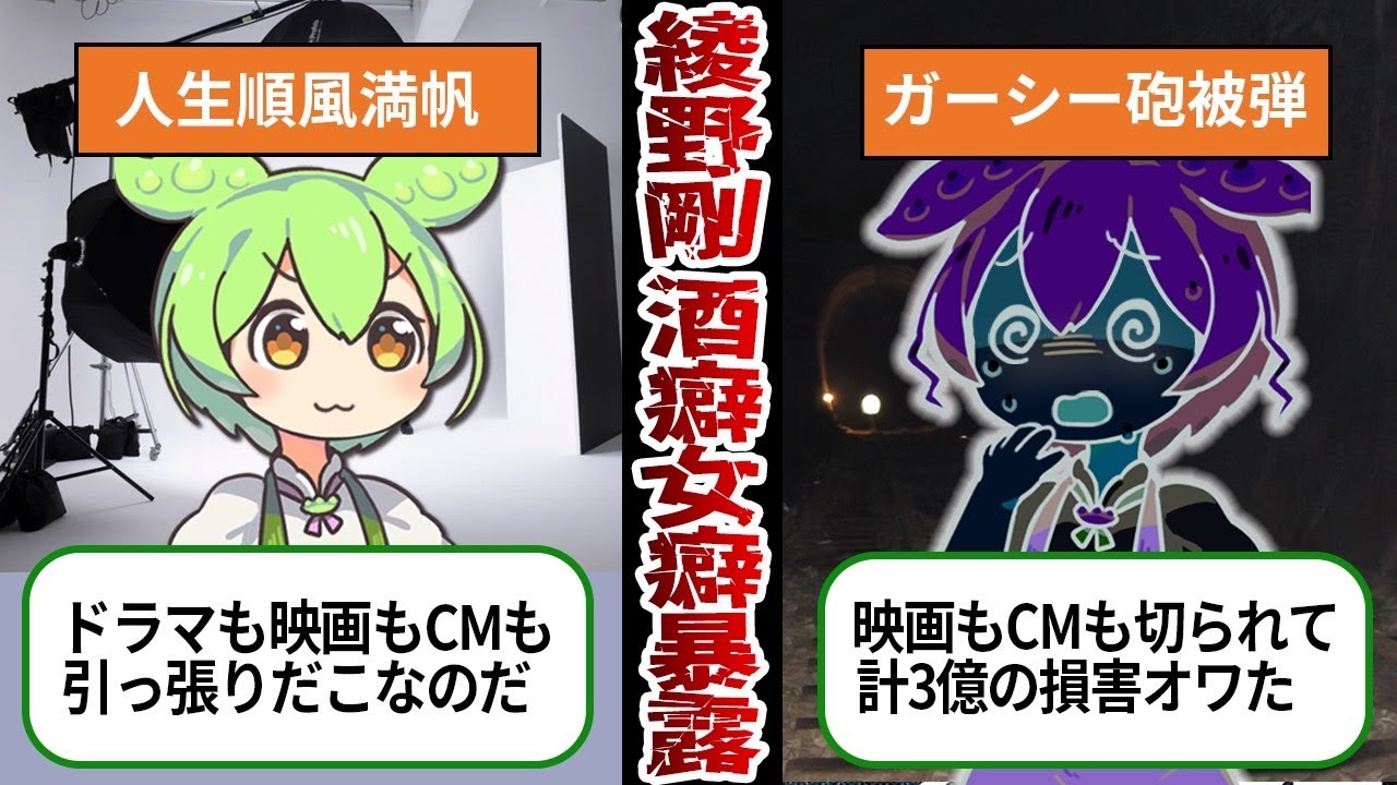 綾野剛、ガーシー暴露によってCM打ち切り、精神崩壊寸前！？受けた被害は3億円との噂も【ずんだもん＆ゆっくり解説】