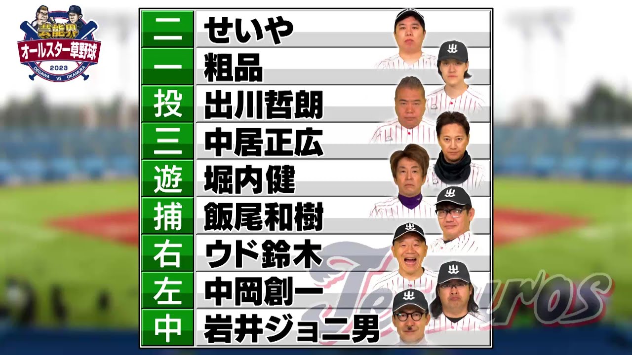 【出川軍】Tetsuros（テツローズ）スタメン発表｜芸能界オールスター草野球2023｜テレ東 12月30日(土)午前10時