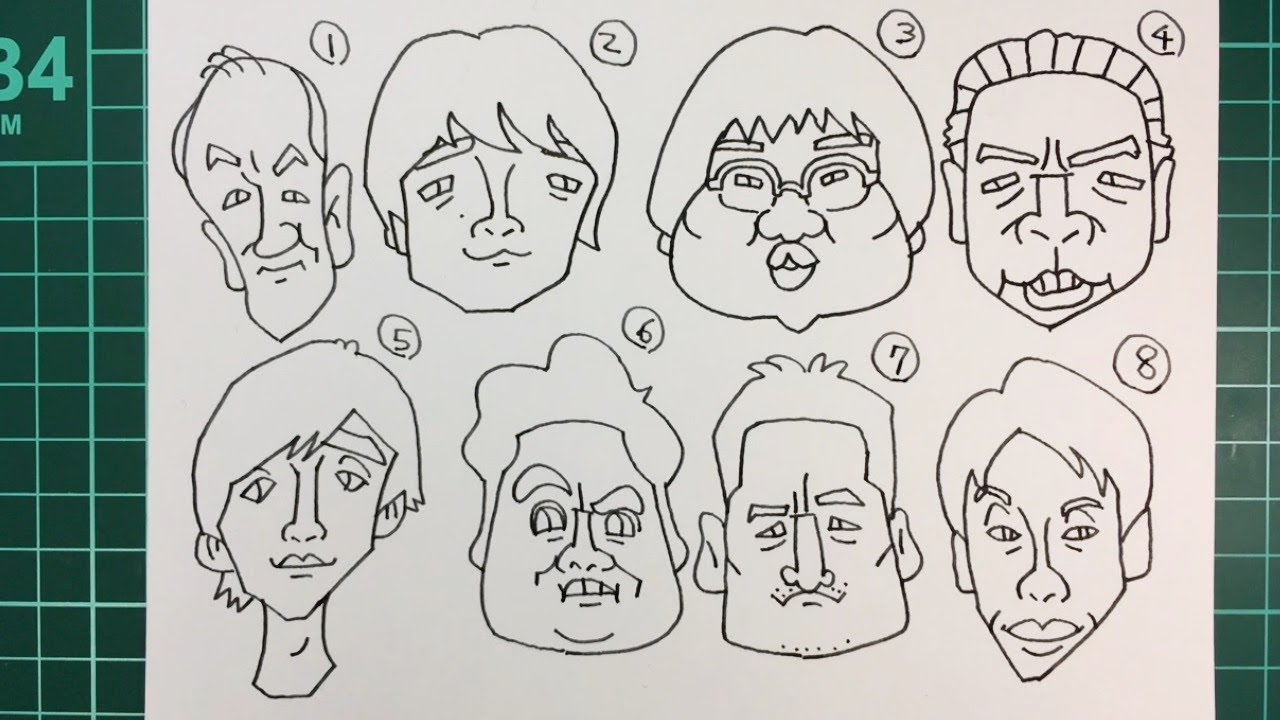 【８人の個性派俳優】下描き無し！一発描き似顔絵