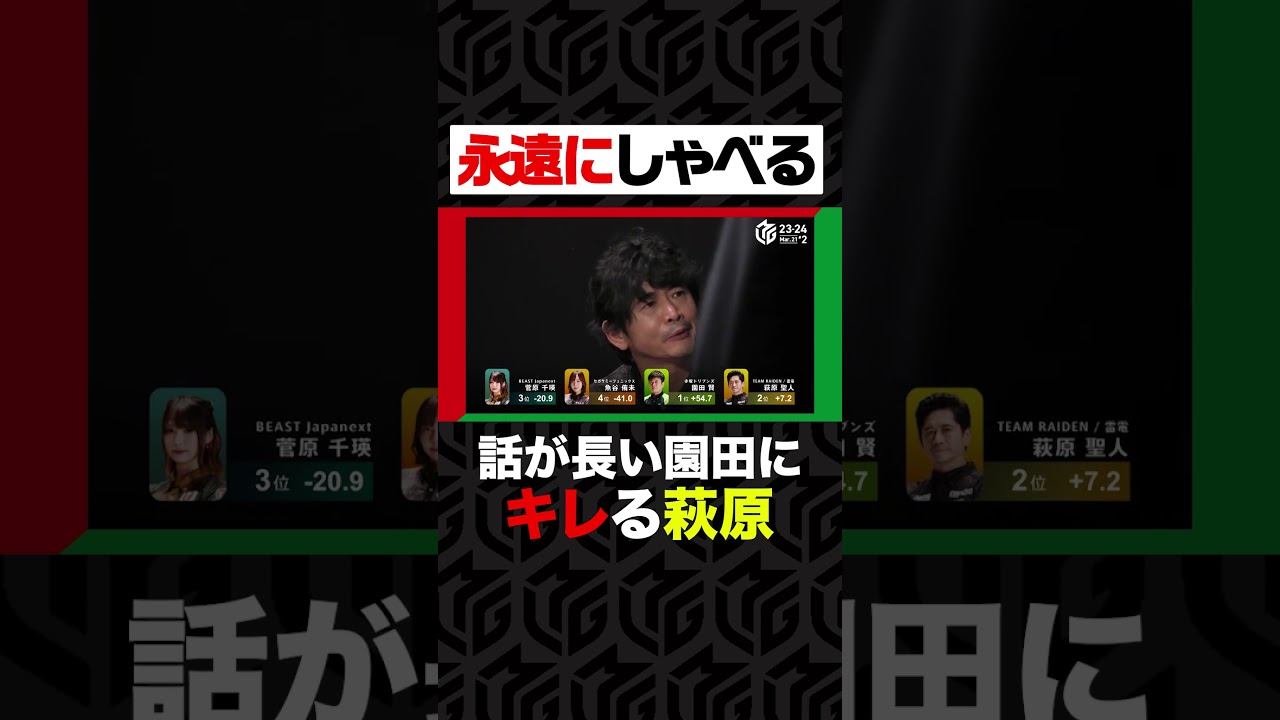 「明日も平日なもんでね！」永遠に喋ってそうな #園田賢 選手と長すぎてキレる #萩原聖人 選手  | #Mリーグ 2023-24【第一試合インタビュー】#麻雀 #shorts