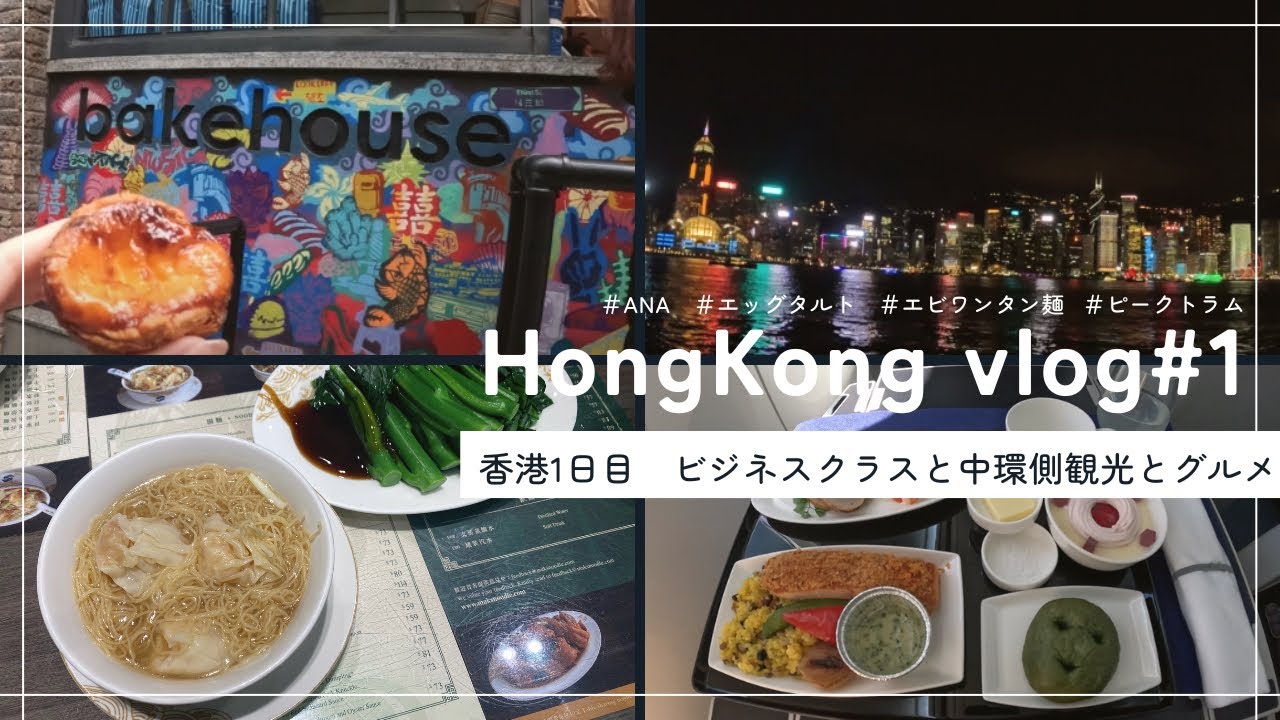 【香港①🇭🇰】香港観光/ANAビジネスクラス/エビワンタン麺/エッグタルト/Hongkong/4K