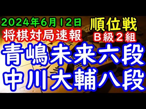 将棋対局速報▲青嶋未来六段－△中川大輔八段 第83期順位戦Ｂ級２組１回戦[向かい飛車]（主催：朝日新聞社・毎日新聞社・日本将棋連盟）