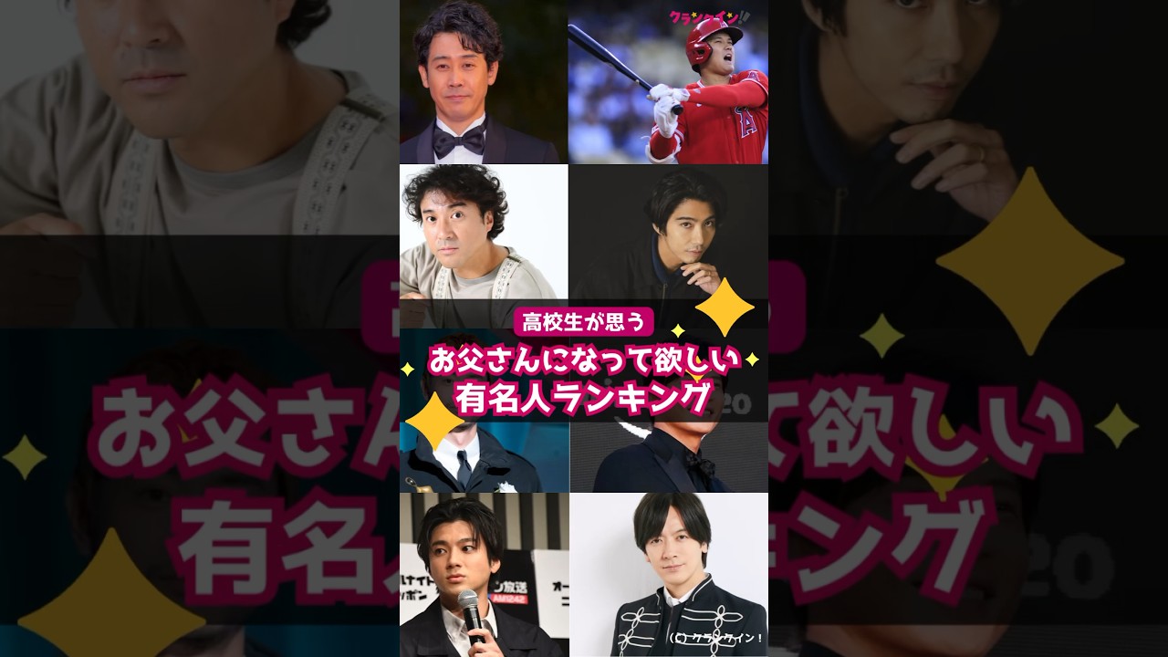 【高校生が思う】「お父さんになって欲しい」有名人ランキング TOP10 #shorts #ムロツヨシ #木村拓哉 #賀来賢人 #大谷翔平 #大泉洋 #菅田将暉 #田中圭 #DAIGO #山田裕貴