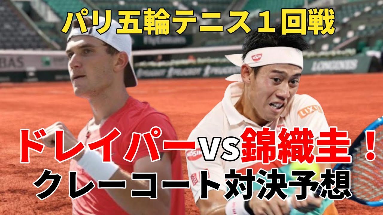 錦織圭 vs ドレイパー！クレーコート対決予想【パリ五輪テニス１回戦解説】