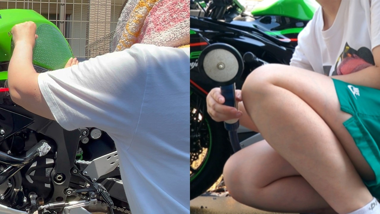 【モトブログ】ZX-6Rの洗車とぷちカスタム #バイク #オートバイ #バイク女子 #モトブログ #洗車
