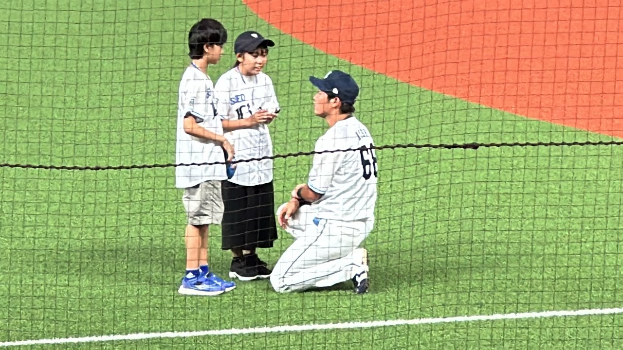 今日も子供たちに優しいライオンズスタメン選手登場➡︎ライオンズアカデミー生の始球式 【西武vsロッテ】2024/9/13