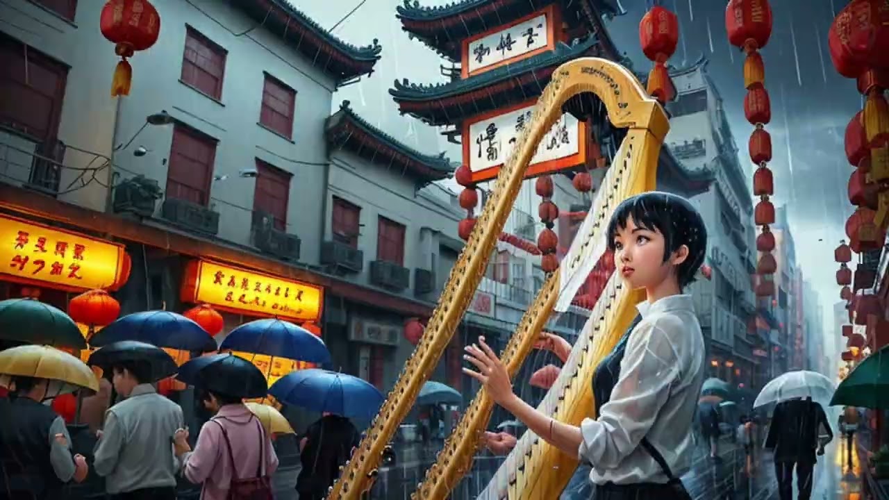 最高に雨の日に聴きたい曲。最新人気定番EDM「Rain Harp (重低音強化 Version) 1番」高音質。Kaiber AI Animation Music Video。小寺健太