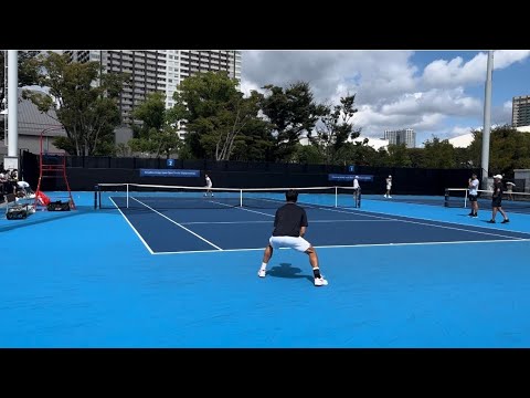 錦織圭 島袋将 練習試合Kei Nishikori Sho Shimabukuro practice match Court level view木下ジャパンオープン 2024 9月23日