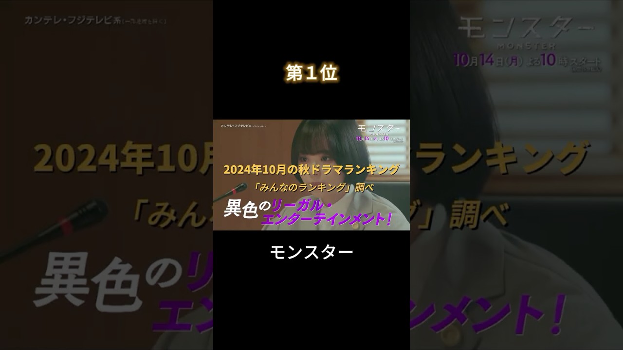2024年10月の秋ドラマランキング#shorts