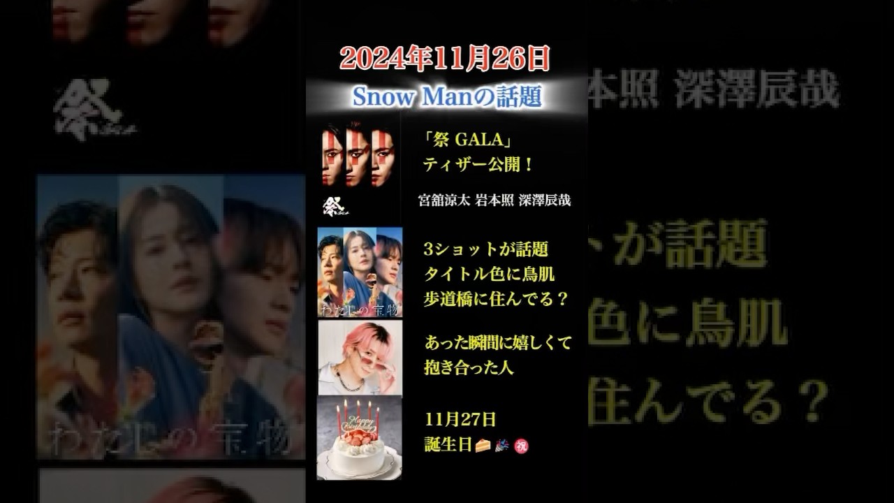 わたしの宝物タイトル色の演出に鳥肌 冬月に住居を！『祭 GALA』ティザー公開2024年11月26日 #shorts #shortvideo  #snowman