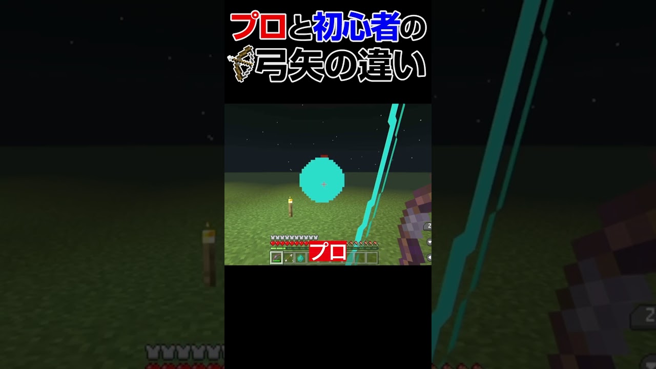【マイクラ】プロと初心者の弓矢の違い！ #Shorts