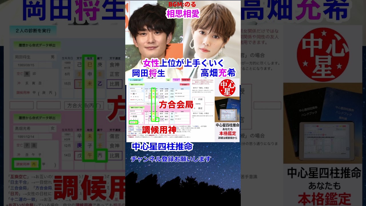 岡田将生さんと高畑充希さんの相性 3分バージョン #岡田将生 #高畑充希 #四柱推命 #四柱推命講座 #相性診断 #Shorts