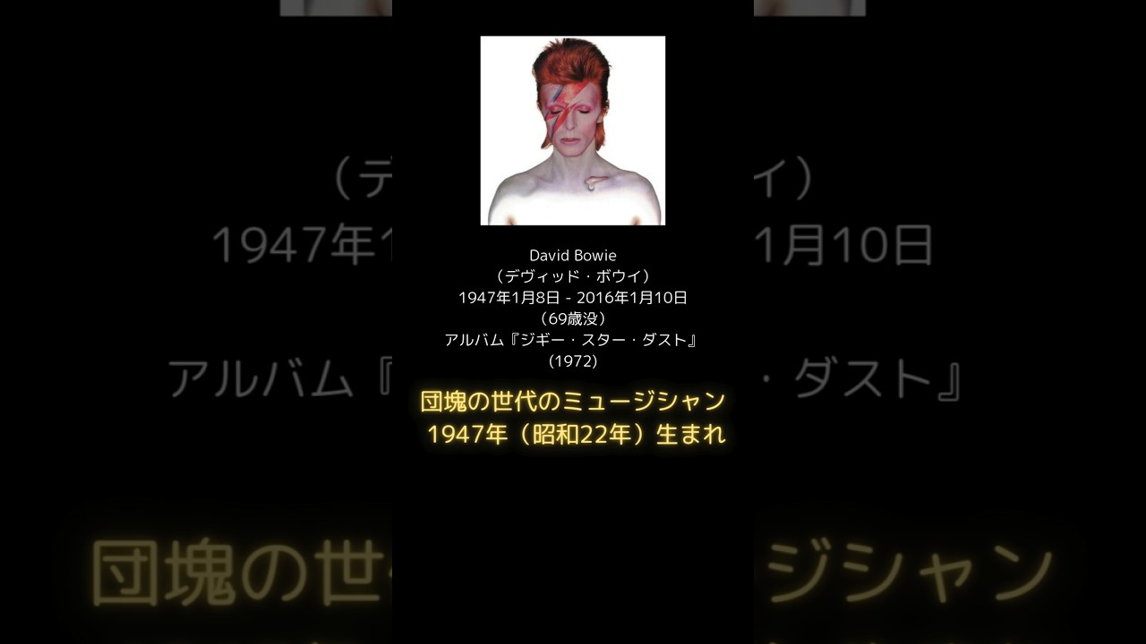 団塊の世代のミュージシャン 1947年（昭和22年）生まれ （邦楽・洋楽）同級生・同世代・同年齢　David Bowie「Starman」(1972)　#shorts