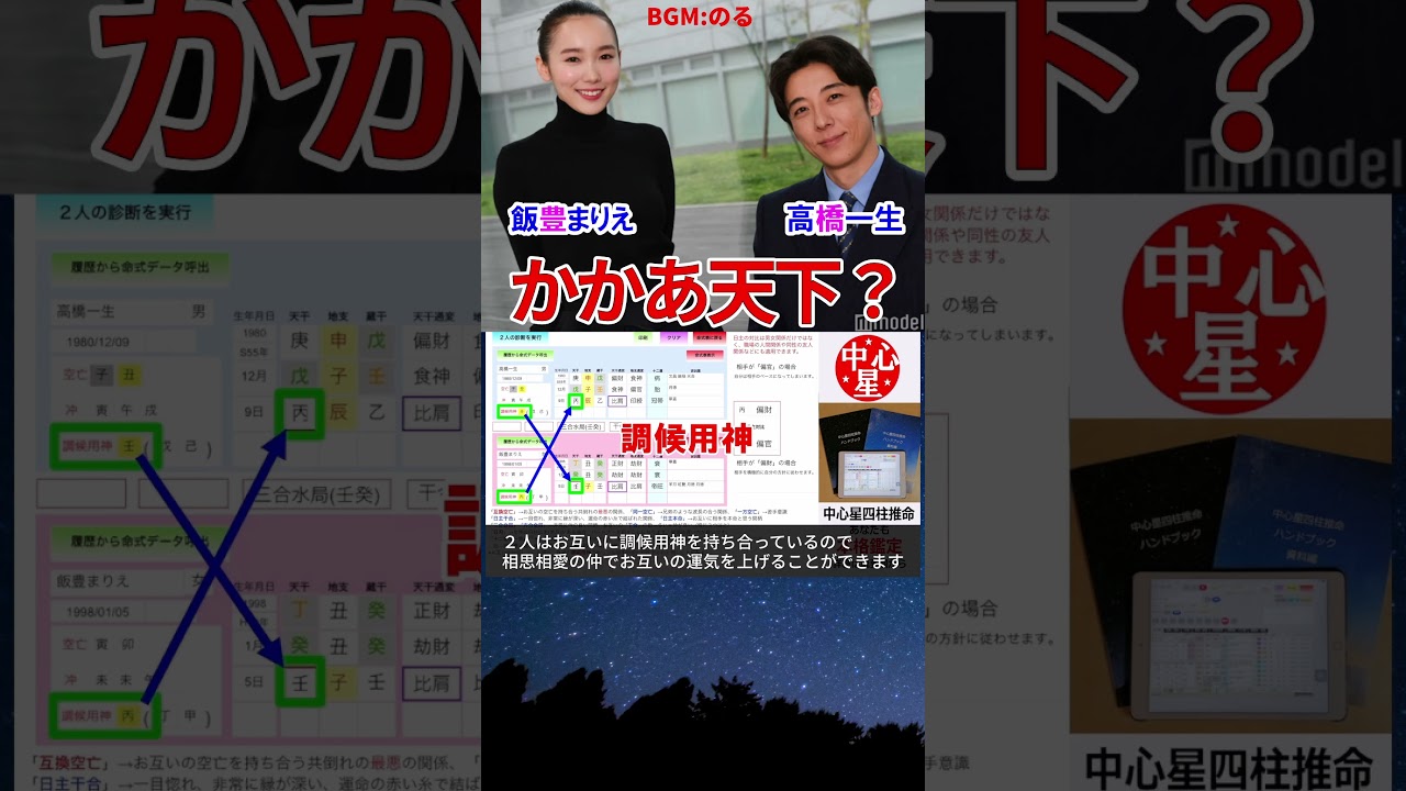 高橋一生さんと飯豊まりえさんの相性 #高橋一生 #飯豊まりえ #岸辺露伴 #結婚 #相性診断 #四柱推命 #四柱推命勉強 #四柱推命講座