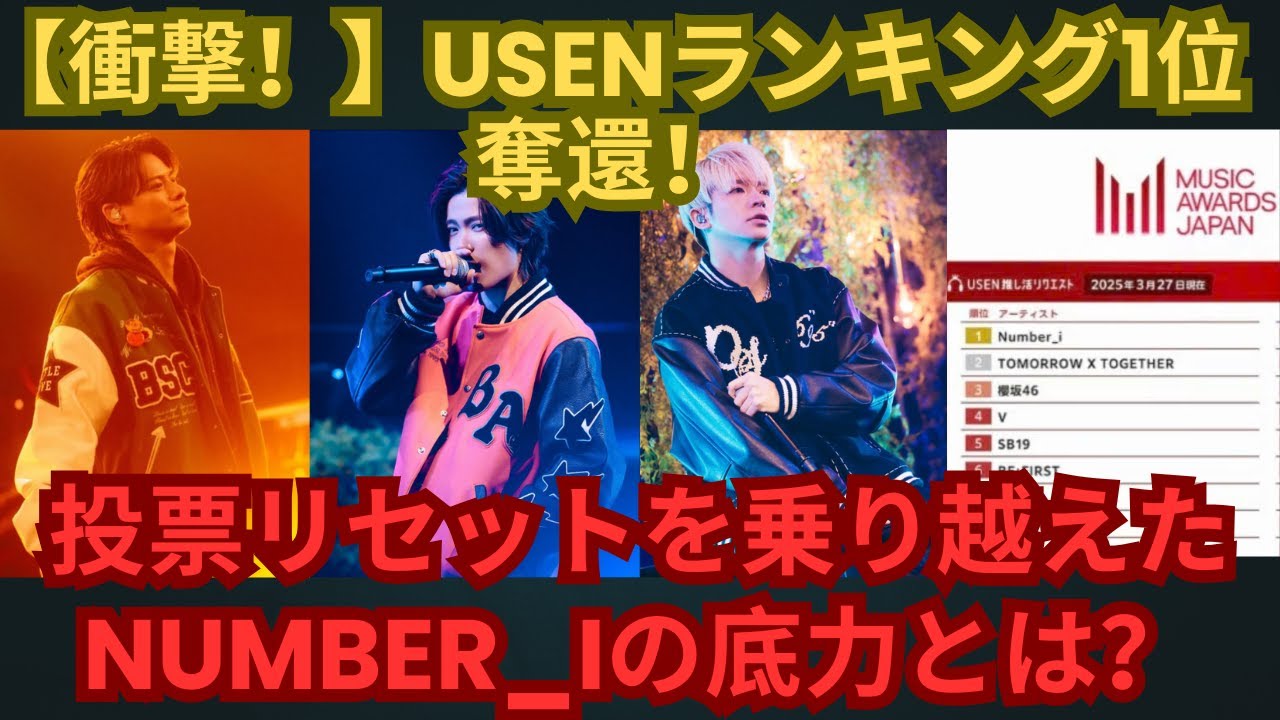 【衝撃！】USENランキング1位奪還！投票リセットを乗り越えたNumber iの底力とは？#number_i #平野紫耀 #神宮寺勇太 #岸優太 #usen #musicawards  #tobe