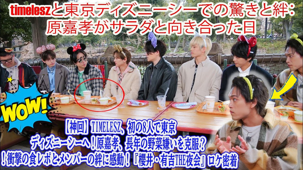 【Timelesz】【神回】timelesz、初の8人で東京ディズニーシーへ！原嘉孝、長年の野菜嫌いを克服？！衝撃の食レポとメンバーの絆に感動！『櫻井・有吉THE夜会』ロケ密着