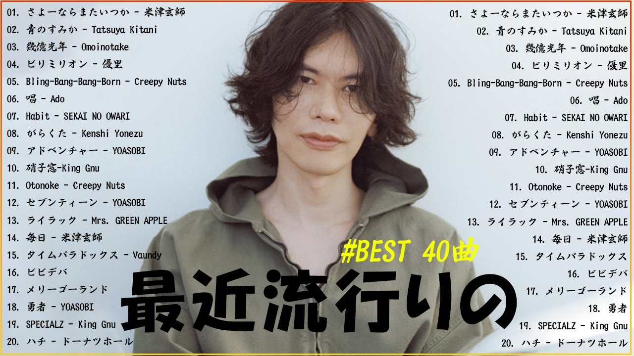 【広告なし】有名曲J-POPメドレー✨邦楽 ランキング 2025✨日本最高の歌メドレー✨YOASOBI, DISH, Official髭男dism, 米津玄師, スピッツ, Ado