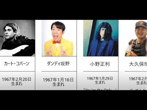 カート・コバーン（ニルヴァーナ）と同い年の日本人有名人（1967年生まれの音楽アーティスト・芸能人）（Kurt Cobain / Nirvana）　同年齢・昭和42年・同級生