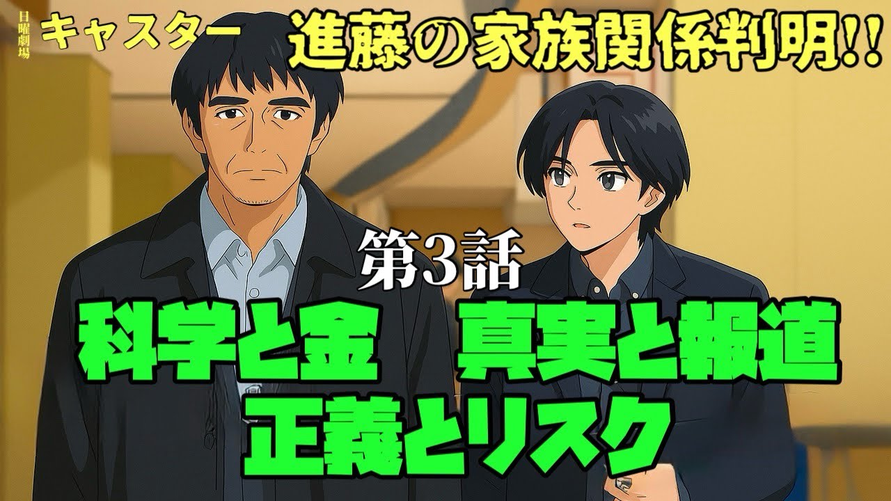 「#キャスター」　日曜劇場　阿部寛　永野芽郁　道枝駿佑　進藤の家族関係判明!!　科学と金　真実と報道　正義とリスク
