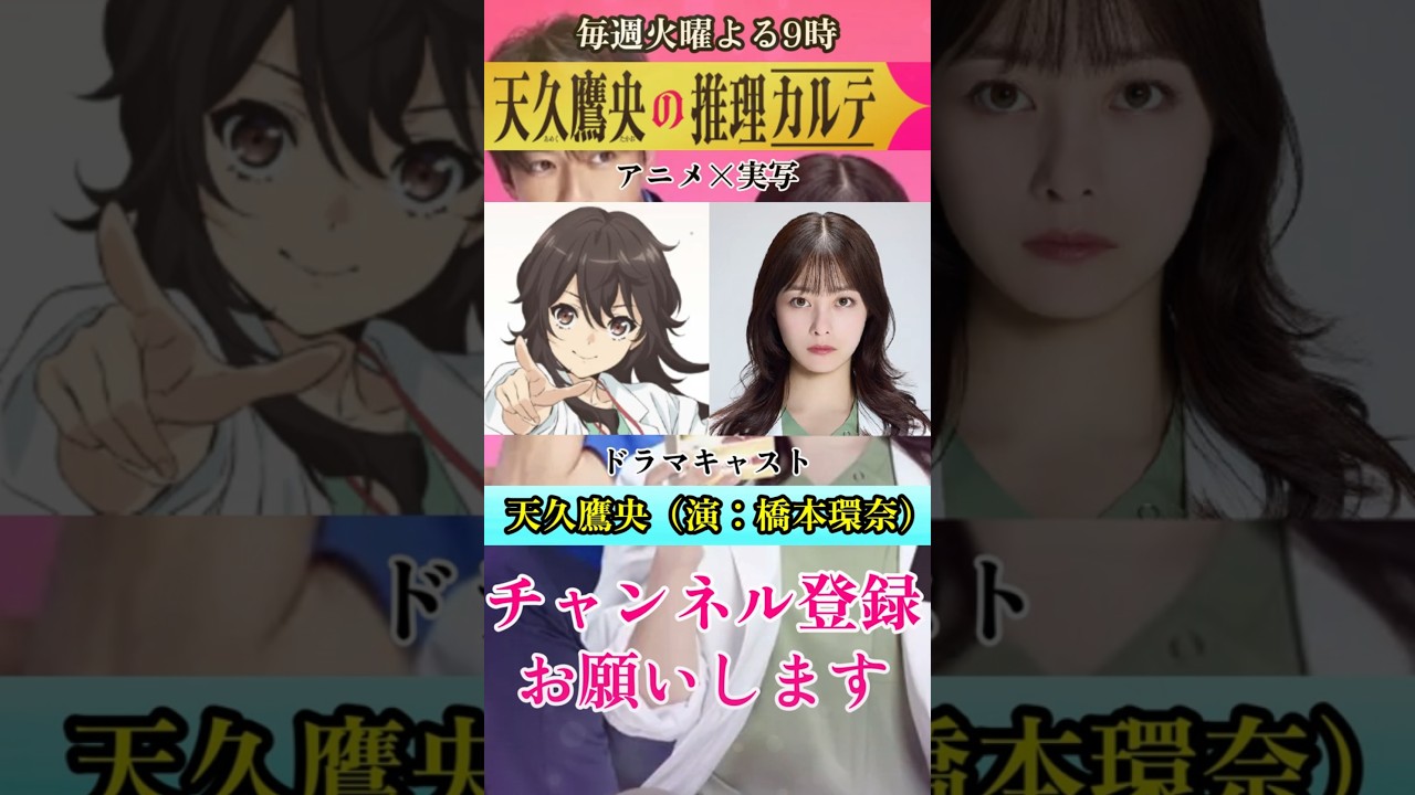 【天久鷹央の推理カルテ】ドラマ「天久鷹央の推理カルテ」キャスト アニメ×実写   #天久鷹央の推理カルテ #橋本環奈 #三浦翔平 #shorts