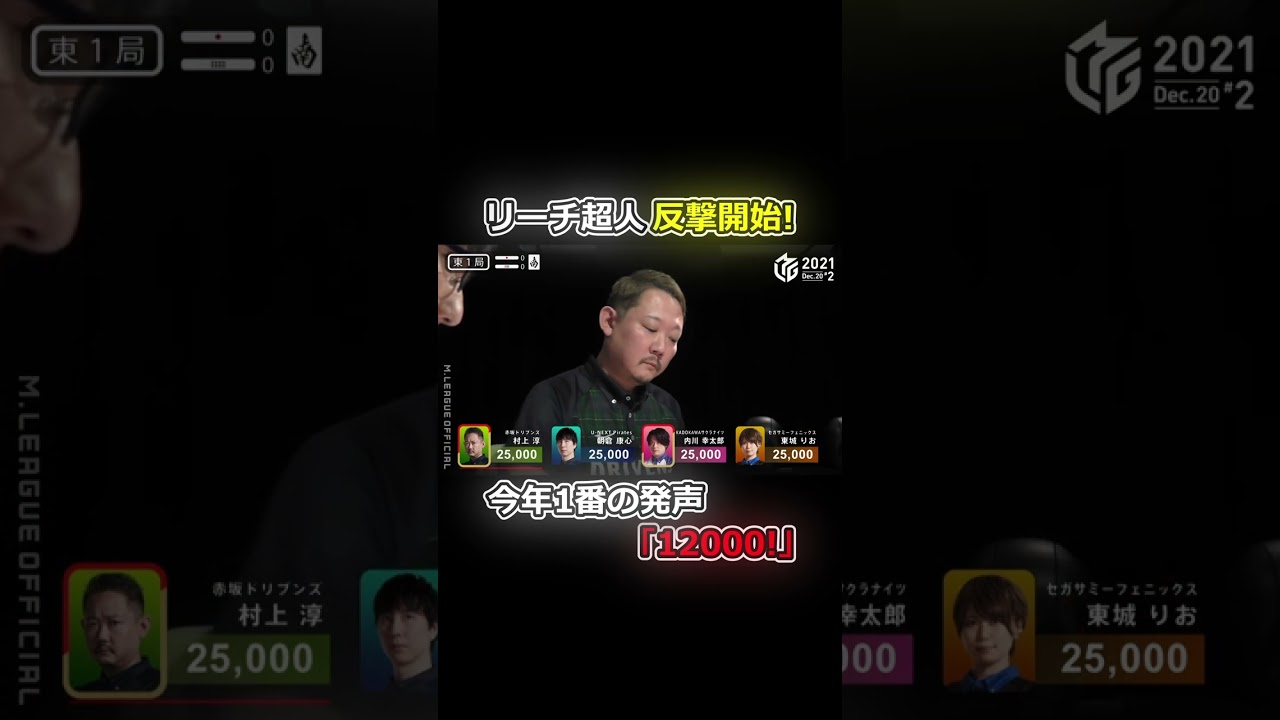 リーチ超人反撃開始!今年1番の発声 #村上淳 #麻雀 #mリーグ