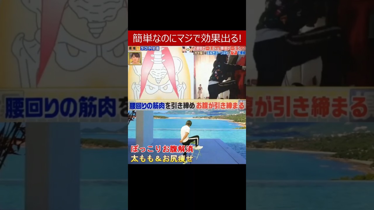 【3週間で11kg痩せて話題の高橋克典さん紹介 ラクやせ体操】下腹ぽっこりや太もも痩せや便秘解消にも効く腸腰筋エクササイズ(股関節回し) #ぽっこりお腹 #太もも痩せ #ダイエット