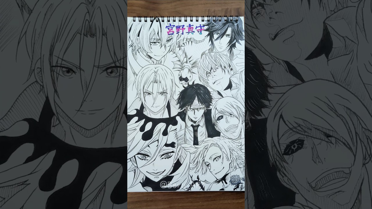 CV: 宮野真守さんの演じたキャラ9選を一発描きで描いてみた！！🔥#drawing #drawingchallenge #一発描き #声優 #宮野真守