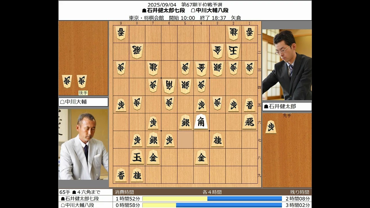 【将棋】石井健太郎七段 中川大輔八段 20250904【棋譜】