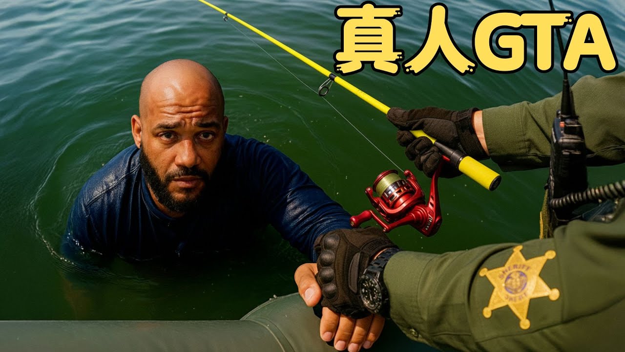 警察一竿把他「釣」上岸，佛州浪子水遁失敗