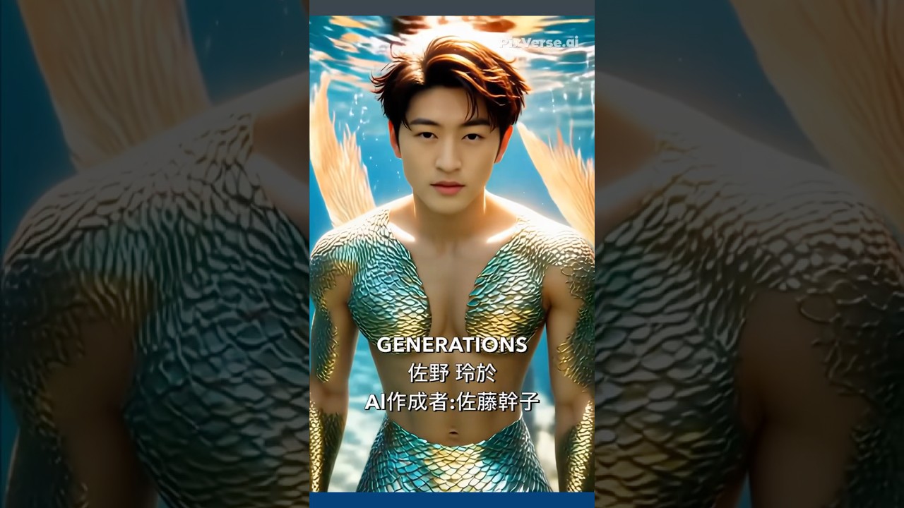 #佐野玲於#俳優#GENERATIONS#LDH#PixVerse#ai#shorts#ワンダーラスト ※Al映像です。Alマーメイドの姿🧜‍♀️と玲於さまに動きを付けました🐬💖どうかな🥰？