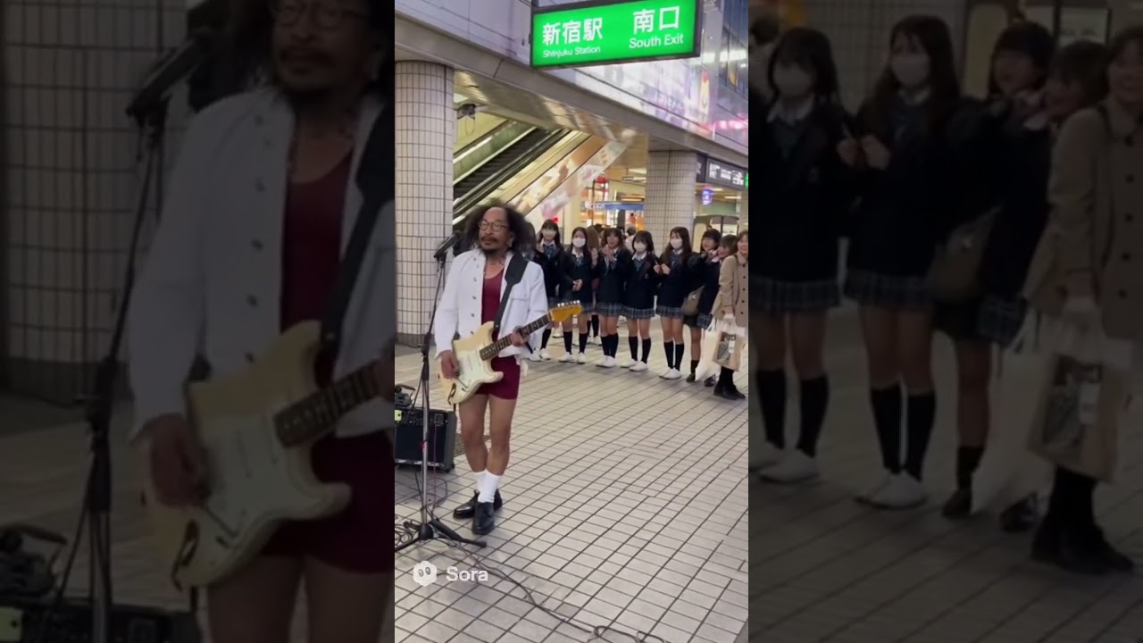 【MAD】女子高生に大人気！新宿のショーケンが路上ライブ！