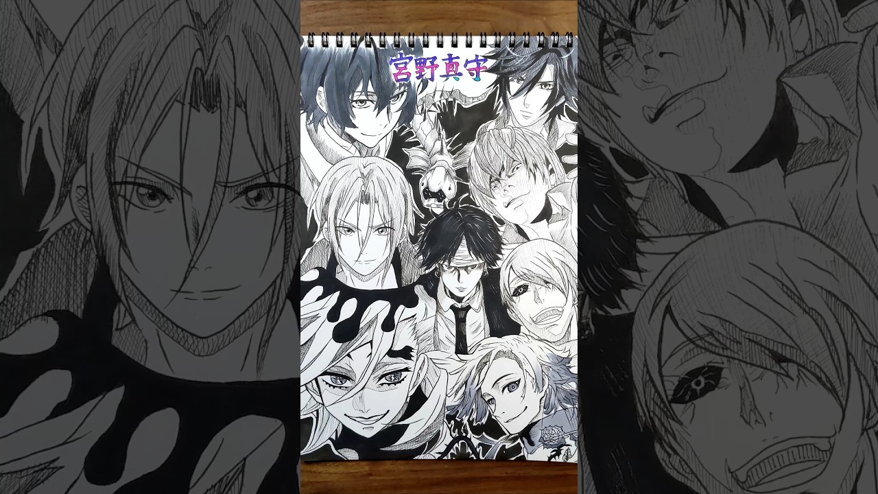 CV：宮野真守さんの演じたキャラ9選を一発描きで描いてみた！🪭❄️📓#drawing #drawingchallenge #一発描き #声優 #宮野真守