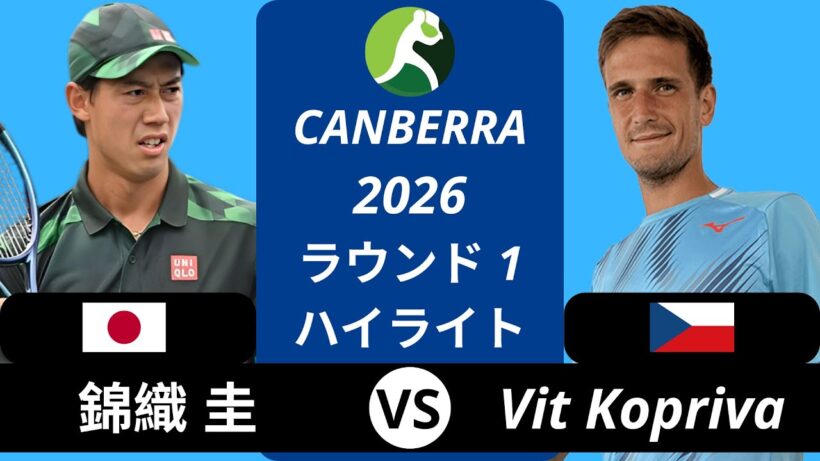 錦織 圭 vs Vit Kopriva | Canberra 2026 ラウンド Full Match