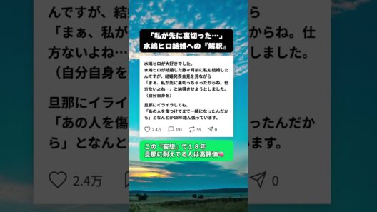 「ごめんねヒロ…」水嶋ヒロの結婚会見を見て、謎の『罪悪感』を抱いた私。この最強の妄想で18年間、夫に耐えてますｗｗ #面白い話 #推し活